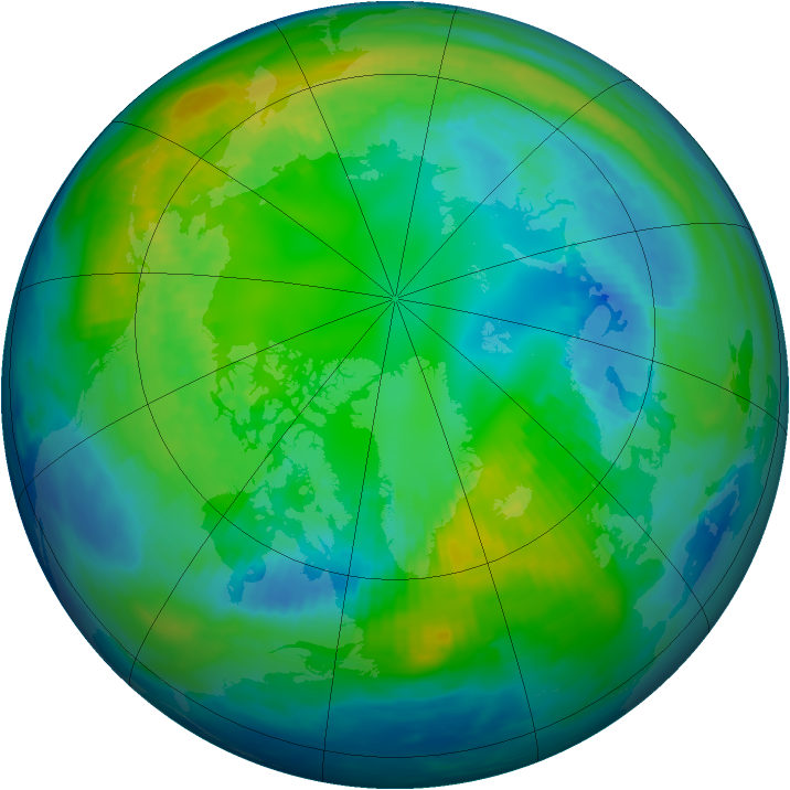 Arctic ozone map for 27 October 1987